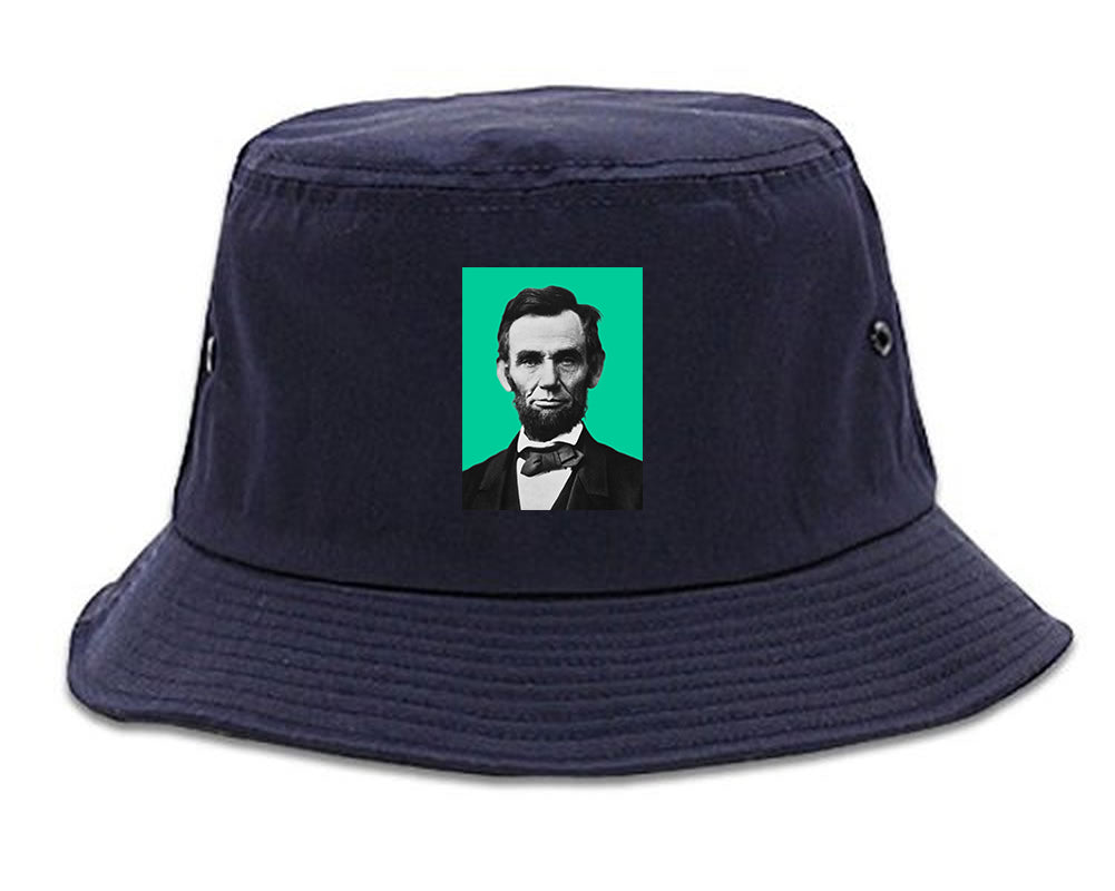 Abraham Lincoln Portrait Mens Bucket Hat Navy Blue
