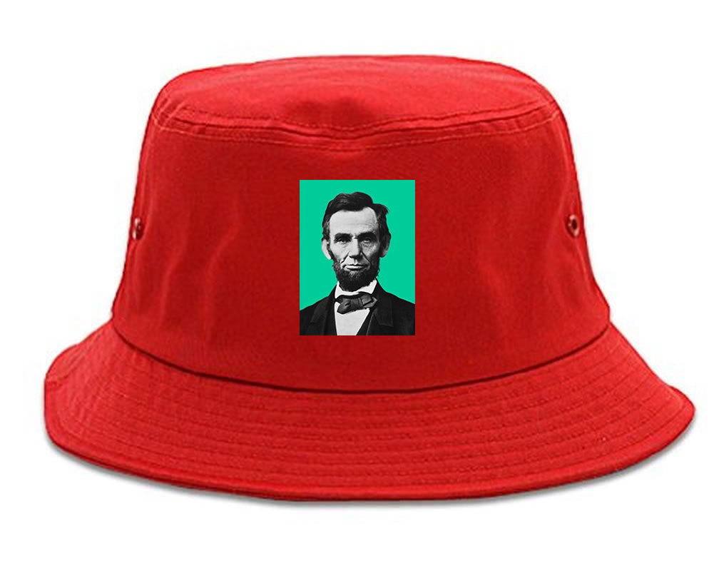Abraham Lincoln Portrait Mens Bucket Hat Red