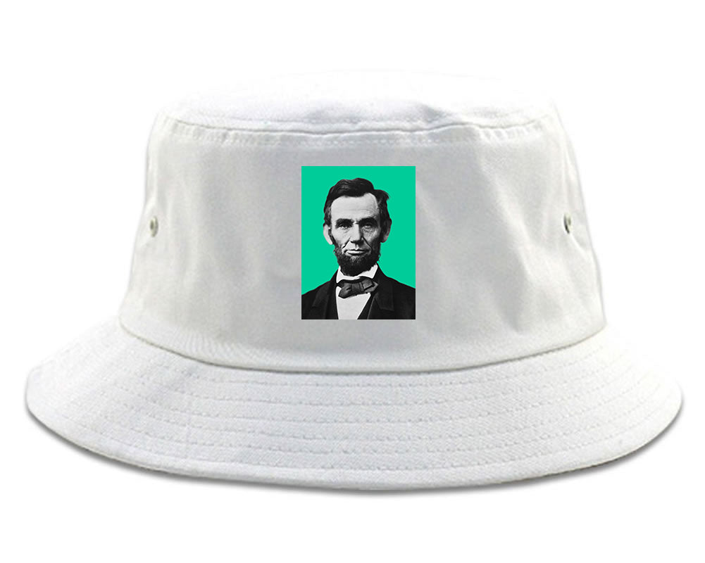 Abraham Lincoln Portrait Mens Bucket Hat White
