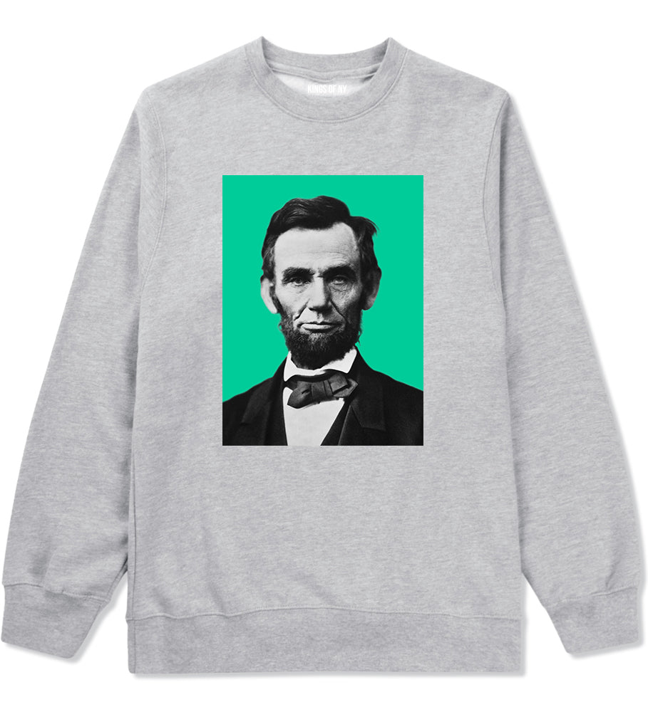 Abraham Lincoln Portrait Mens Crewneck Sweatshirt Grey