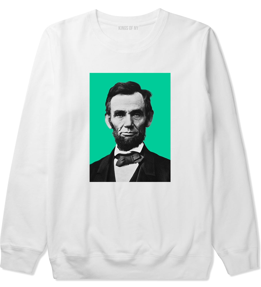 Abraham Lincoln Portrait Mens Crewneck Sweatshirt White