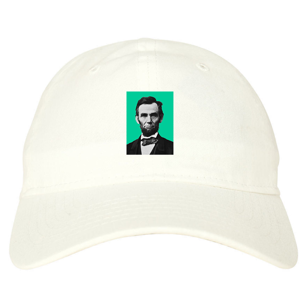 Abraham Lincoln Portrait Mens Dad Hat White