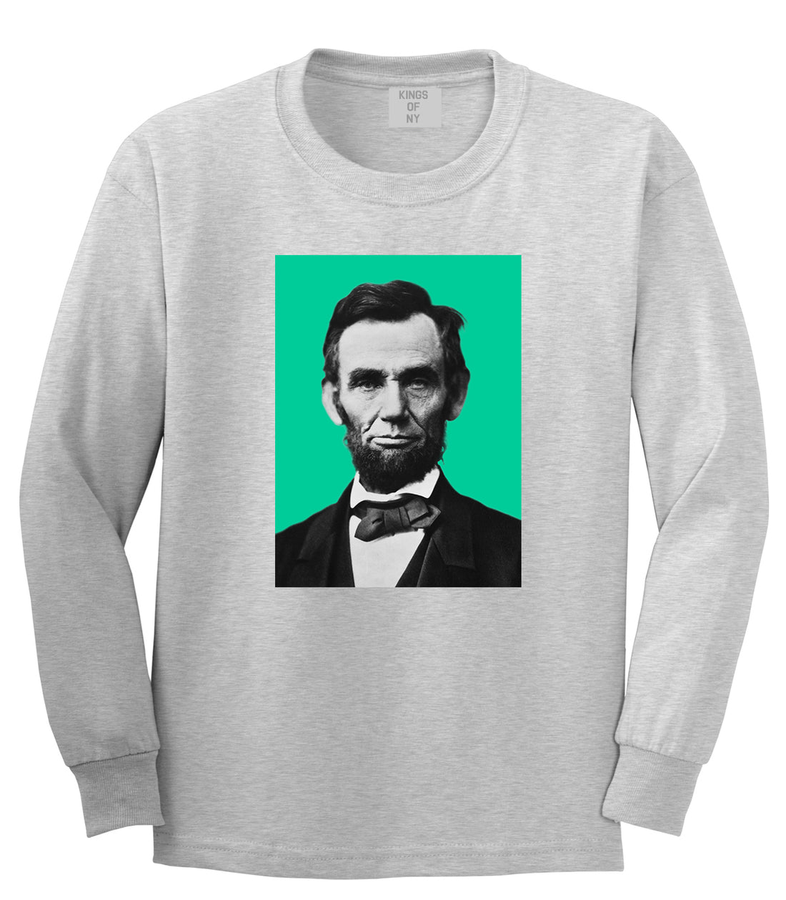 Abraham Lincoln Portrait Mens Long Sleeve T-Shirt Grey