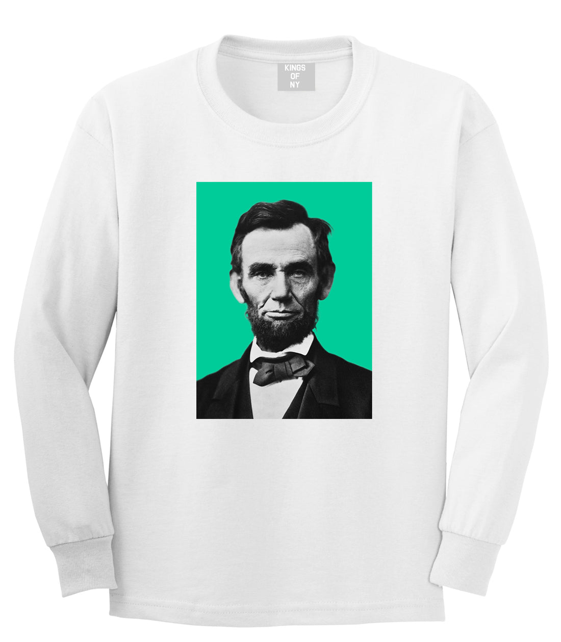 Abraham Lincoln Portrait Mens Long Sleeve T-Shirt White