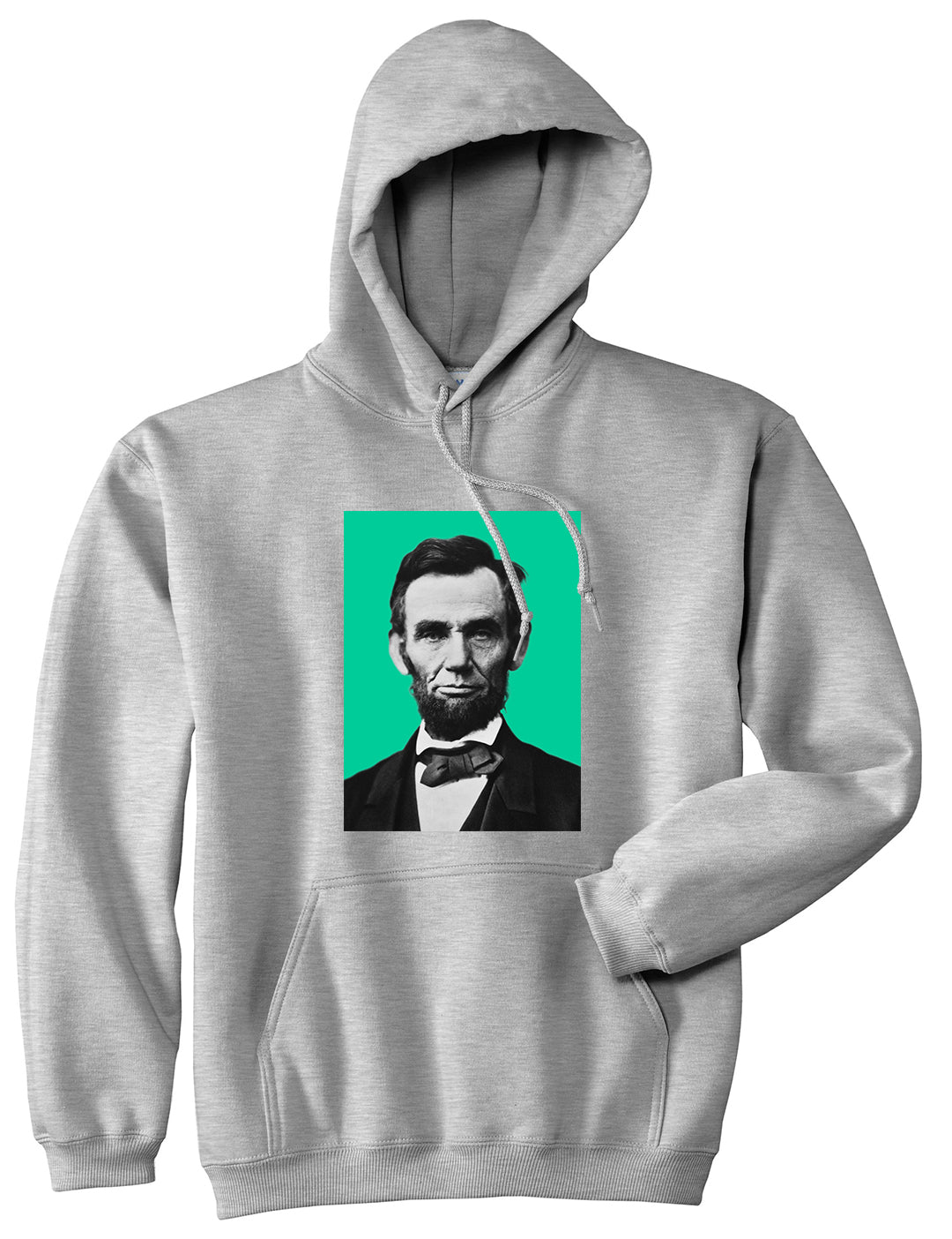 Abraham Lincoln Portrait Mens Pullover Hoodie Grey