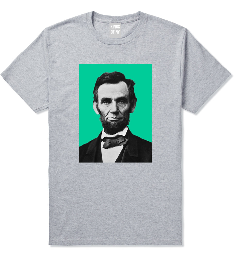 Abraham Lincoln Portrait Mens T-Shirt Grey