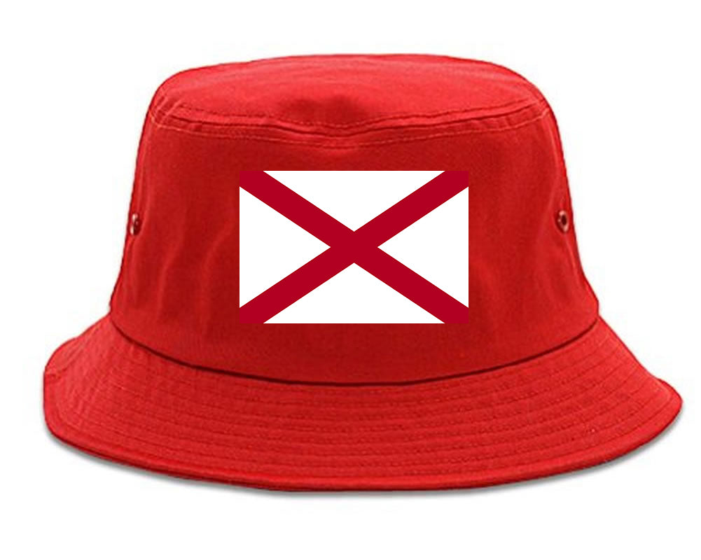 Alabama State Flag AL Chest Mens Bucket Hat Red