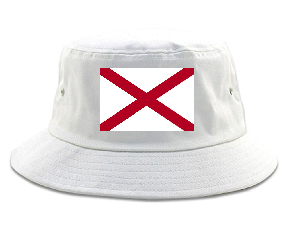 Alabama State Flag AL Chest Mens Bucket Hat White