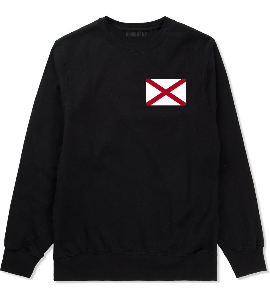 Alabama State Flag AL Chest Mens Crewneck Sweatshirt Black