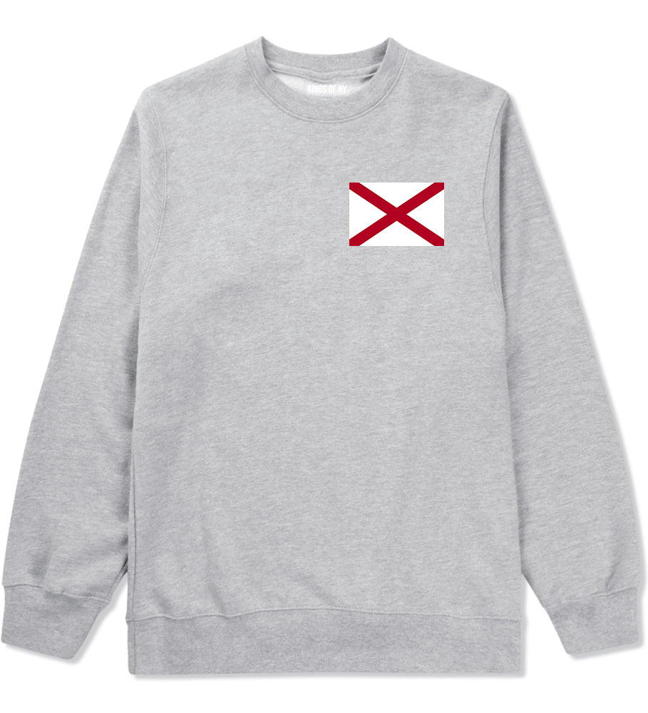 Alabama State Flag AL Chest Mens Crewneck Sweatshirt Grey