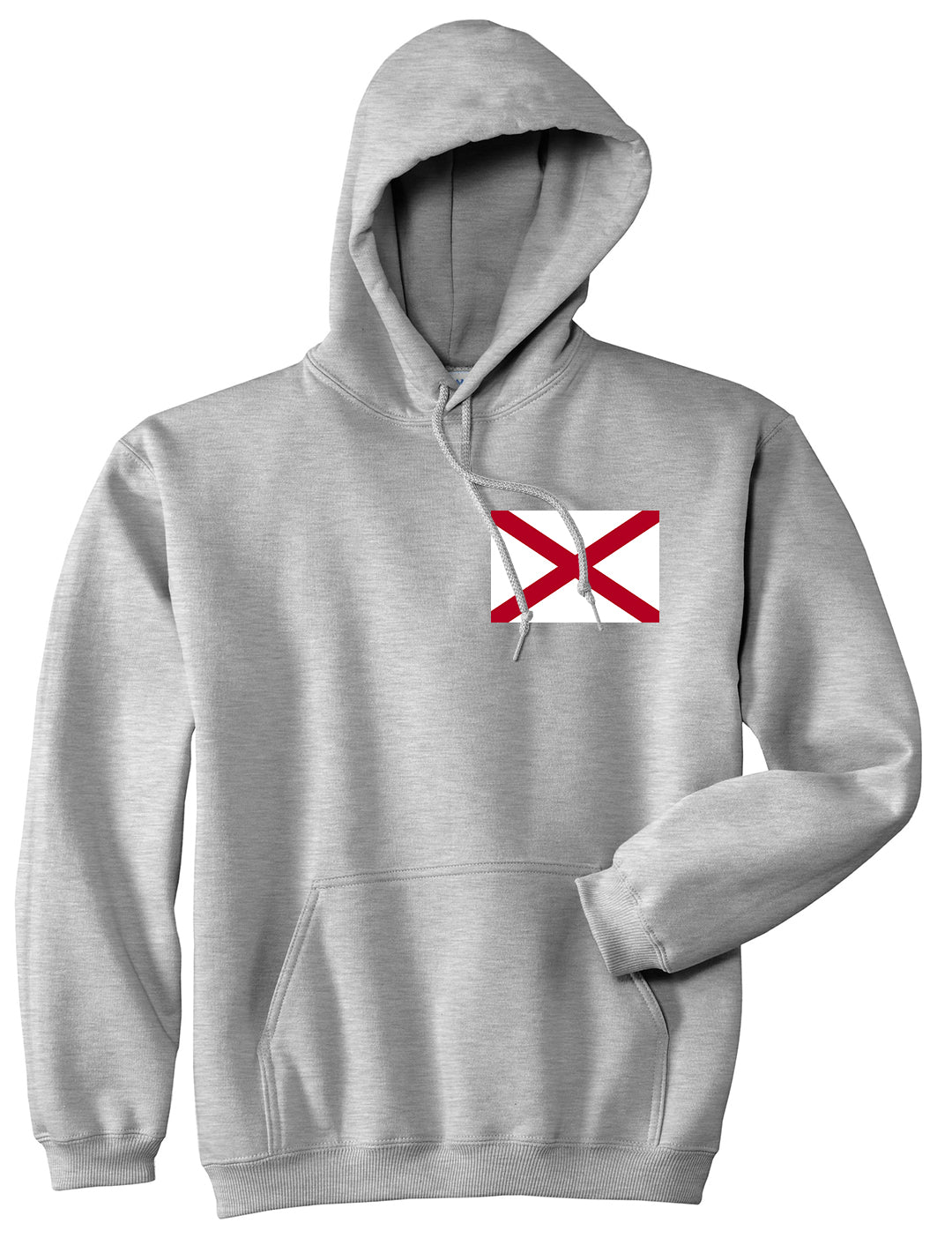 Alabama State Flag AL Chest Mens Pullover Hoodie Grey