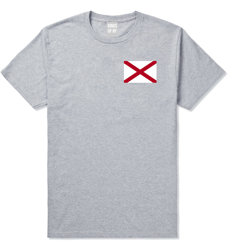 Alabama State Flag AL Chest Mens T-Shirt Grey
