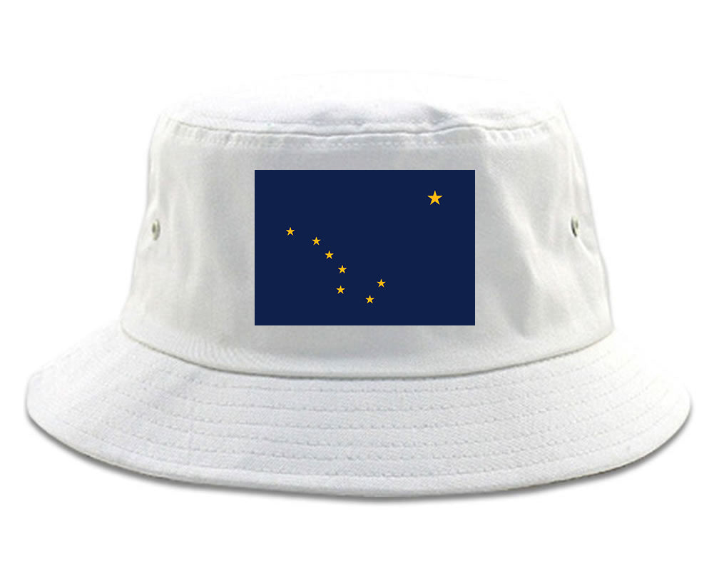 Alaska State Flag AK Chest Mens Bucket Hat White