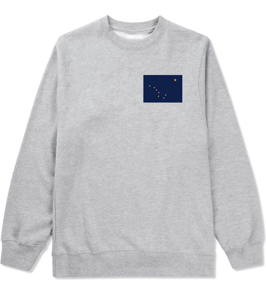 Alaska State Flag AK Chest Mens Crewneck Sweatshirt Grey