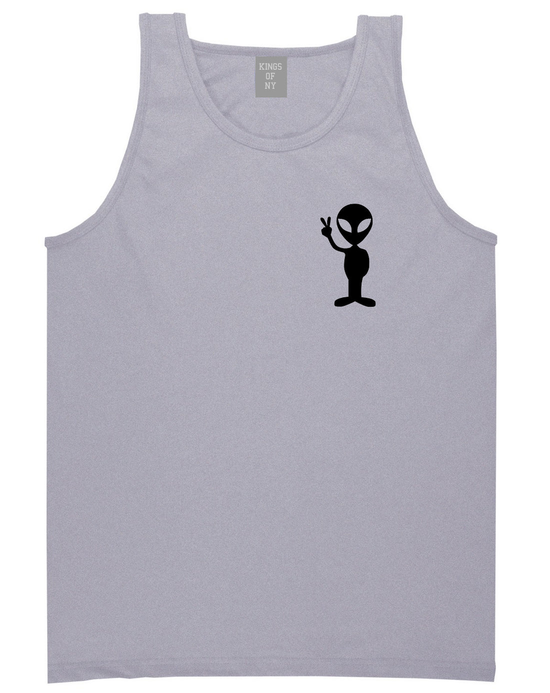 Alien Peace Sign Chest Grey Tank Top Shirt by Kings Of NY
