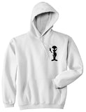 Alien Peace Sign Chest White Pullover Hoodie by Kings Of NY