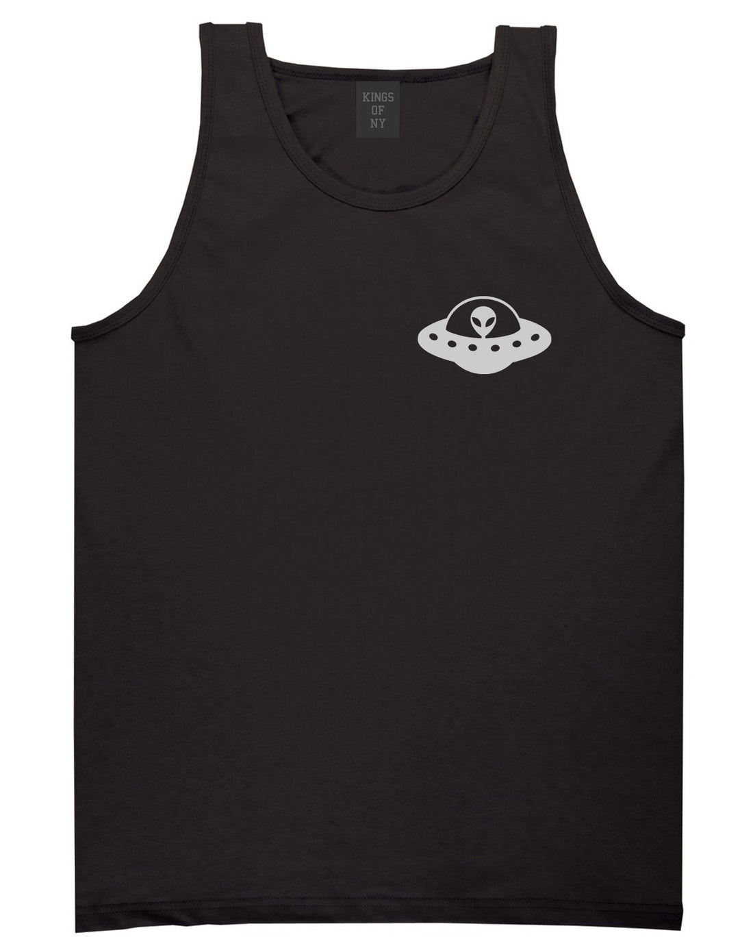 Alien_Spaceship_Chest Mens Black Tank Top Shirt by Kings Of NY