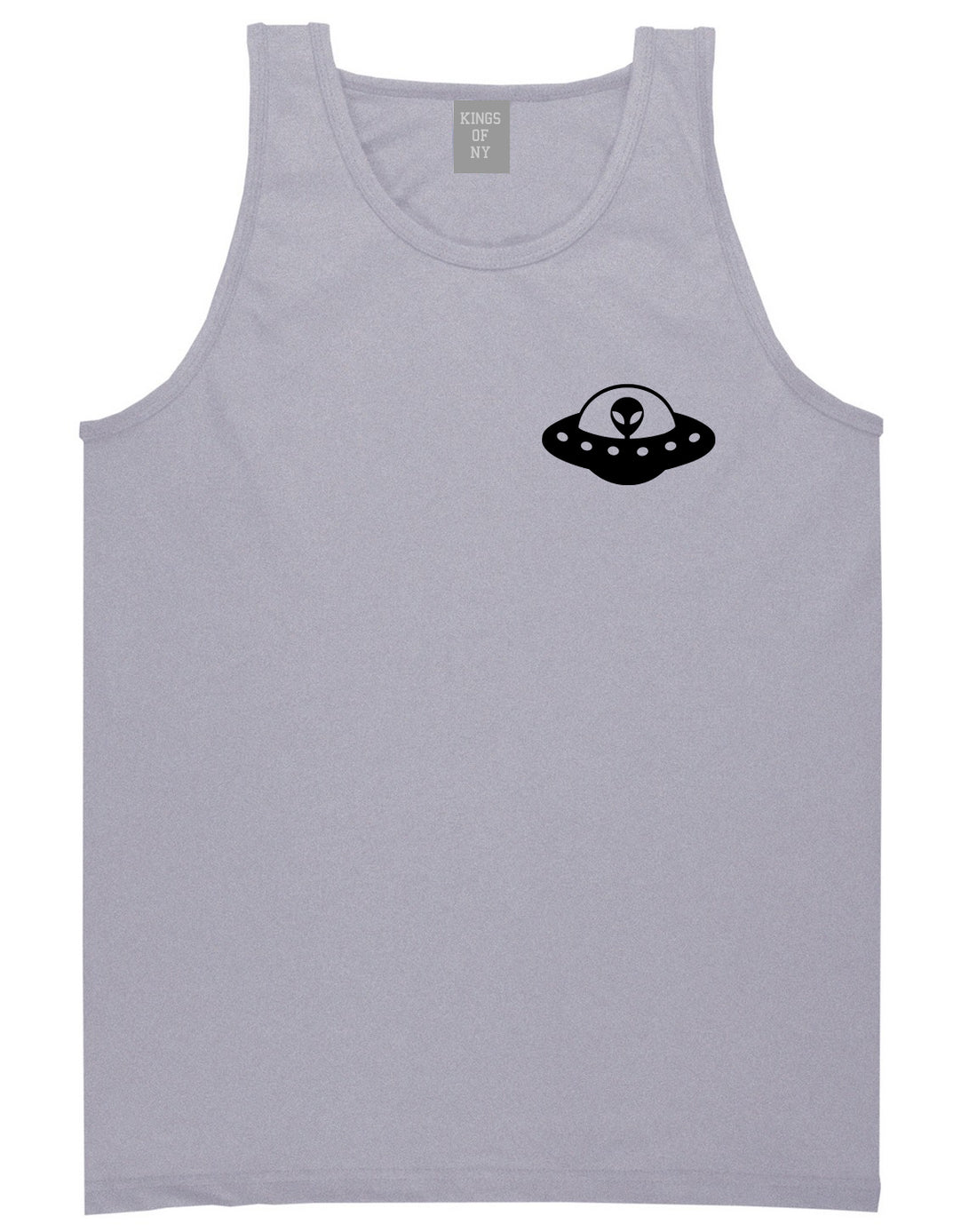 Alien_Spaceship_Chest Mens Grey Tank Top Shirt by Kings Of NY