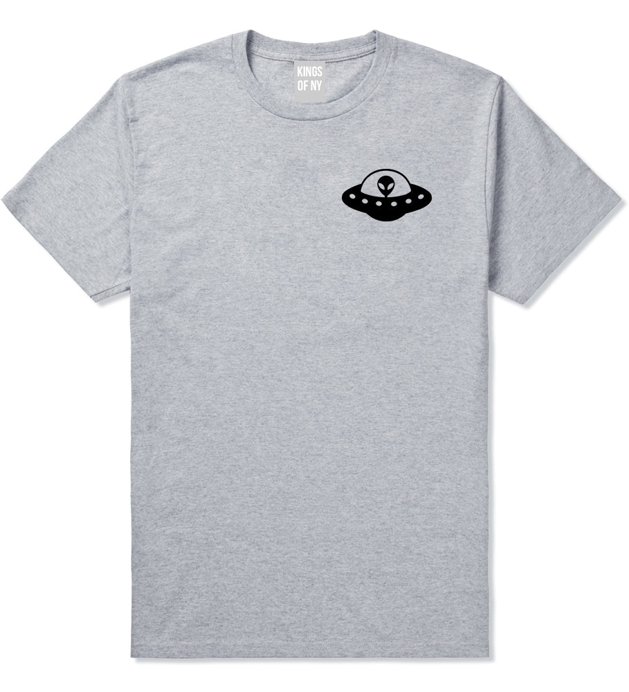 Alien_Spaceship_Chest Mens Grey T-Shirt by Kings Of NY