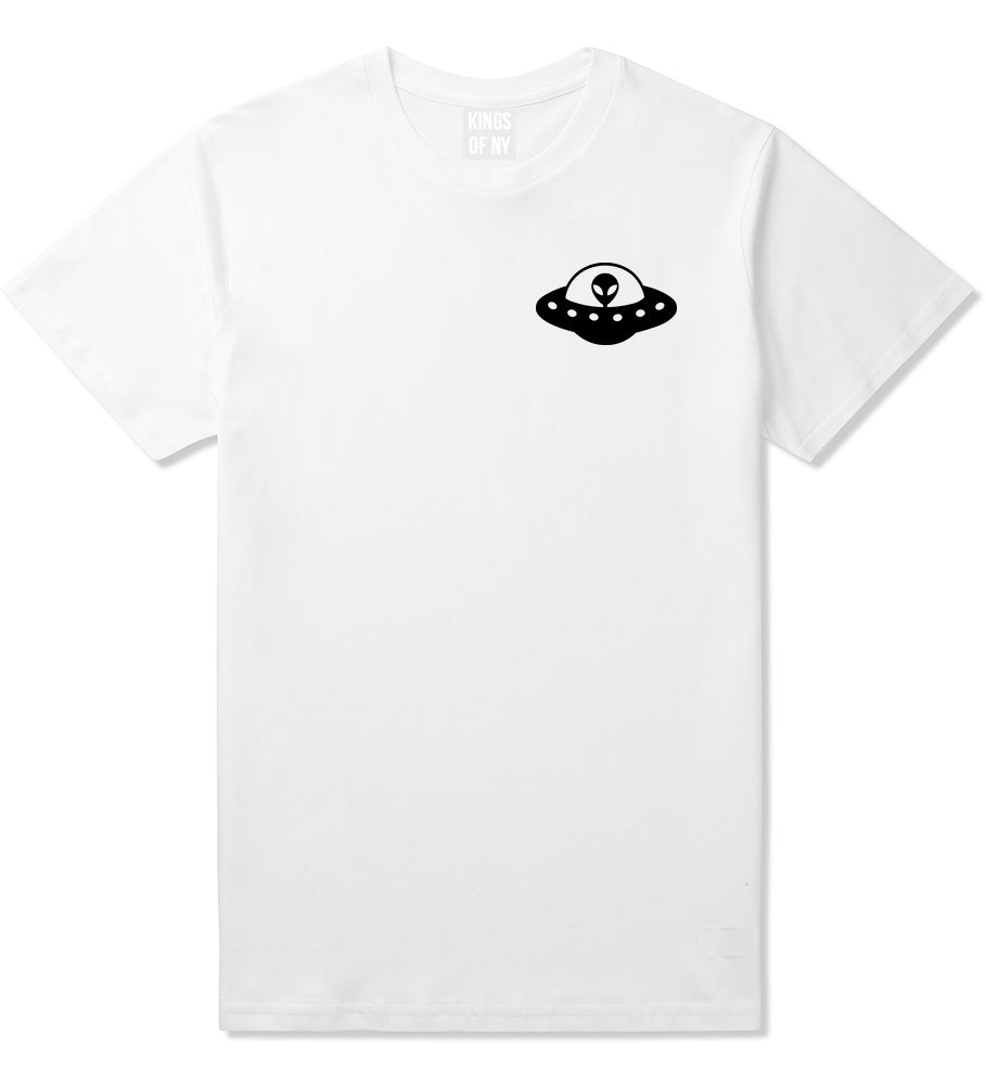 Alien_Spaceship_Chest Mens White T-Shirt by Kings Of NY