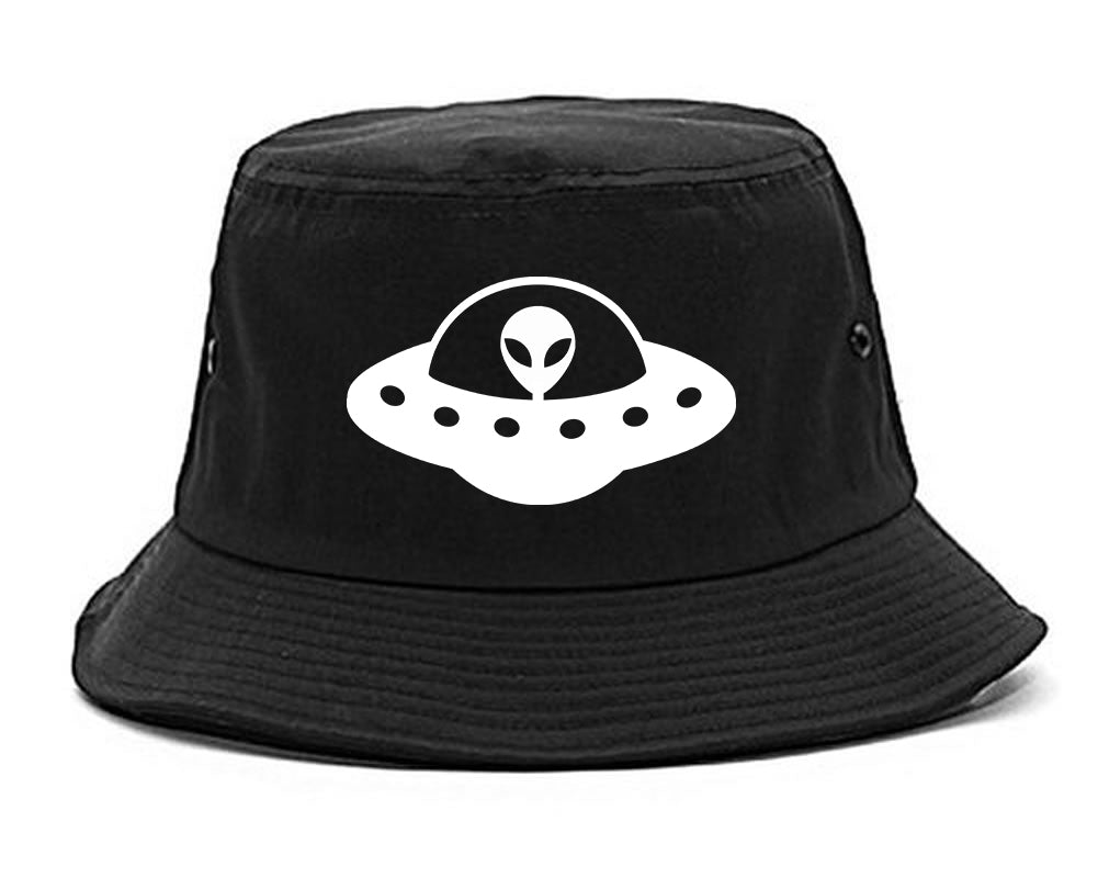Alien_Spaceship_Chest Mens Black Bucket Hat by Kings Of NY