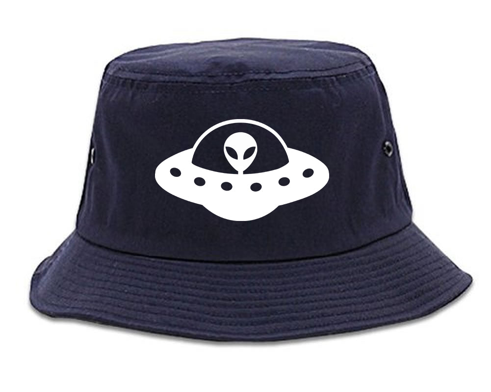 Alien_Spaceship_Chest Mens Blue Bucket Hat by Kings Of NY