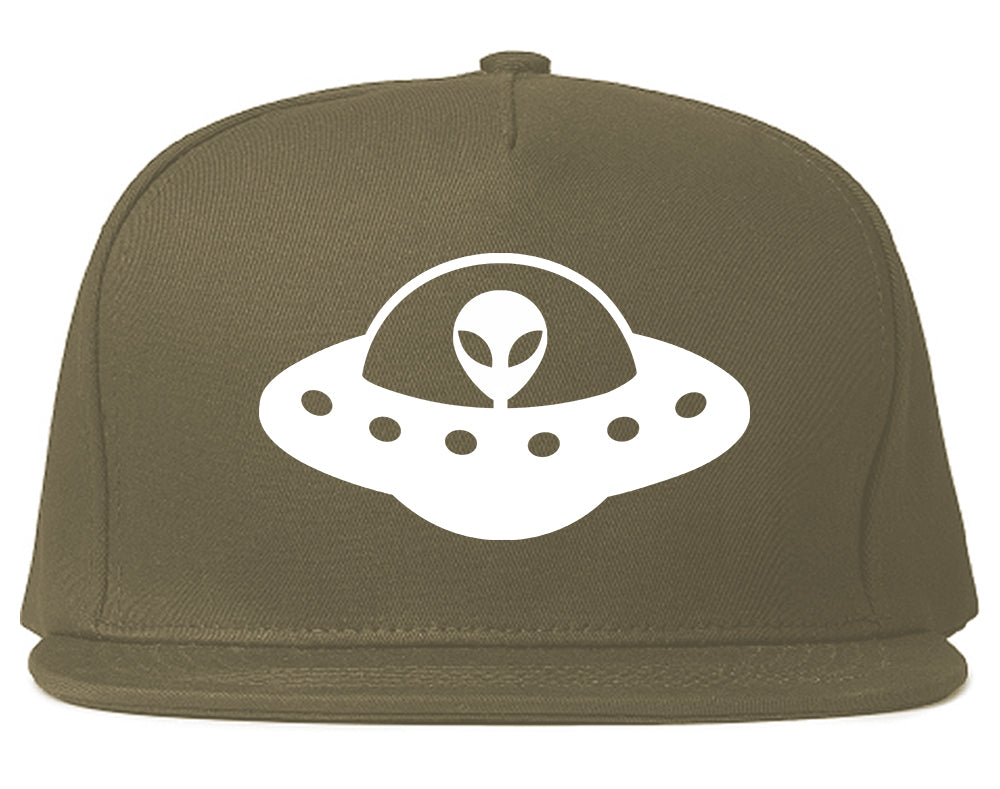 Alien_Spaceship_Chest Mens Grey Snapback Hat by Kings Of NY