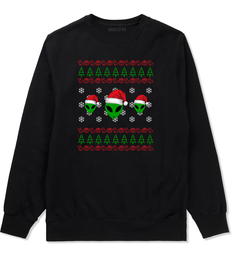 Alien Ugly Christmas Black Mens Crewneck Sweatshirt