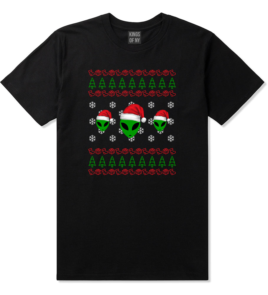 Alien Ugly Christmas Black Mens T-Shirt