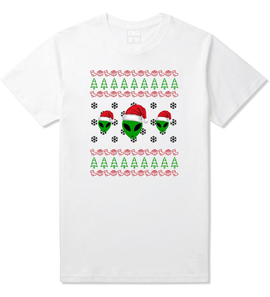 Alien Ugly Christmas White Mens T-Shirt