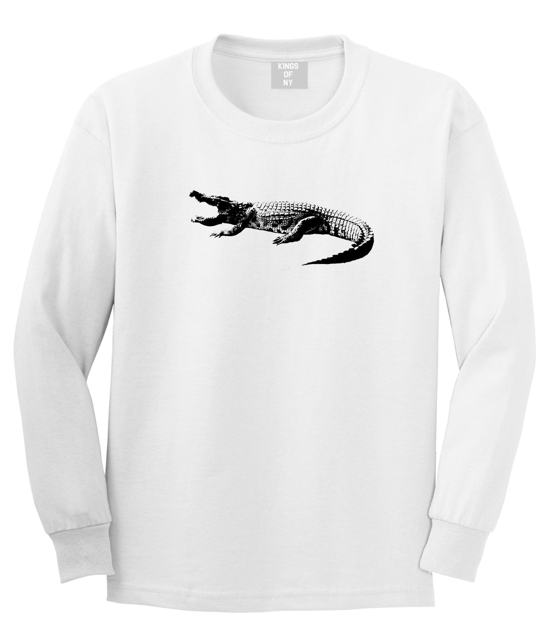 Alligator White Long Sleeve T-Shirt by Kings Of NY