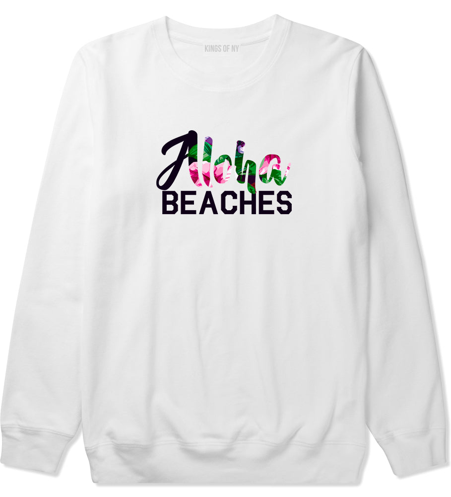 Aloha Beaches White Crewneck Sweatshirt by Kings Of NY