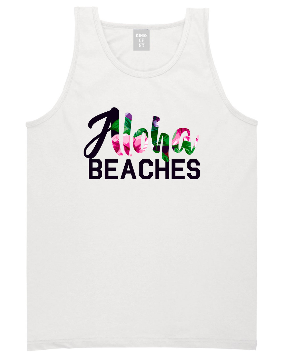 Aloha Beaches White Tank Top Shirt by Kings Of NY