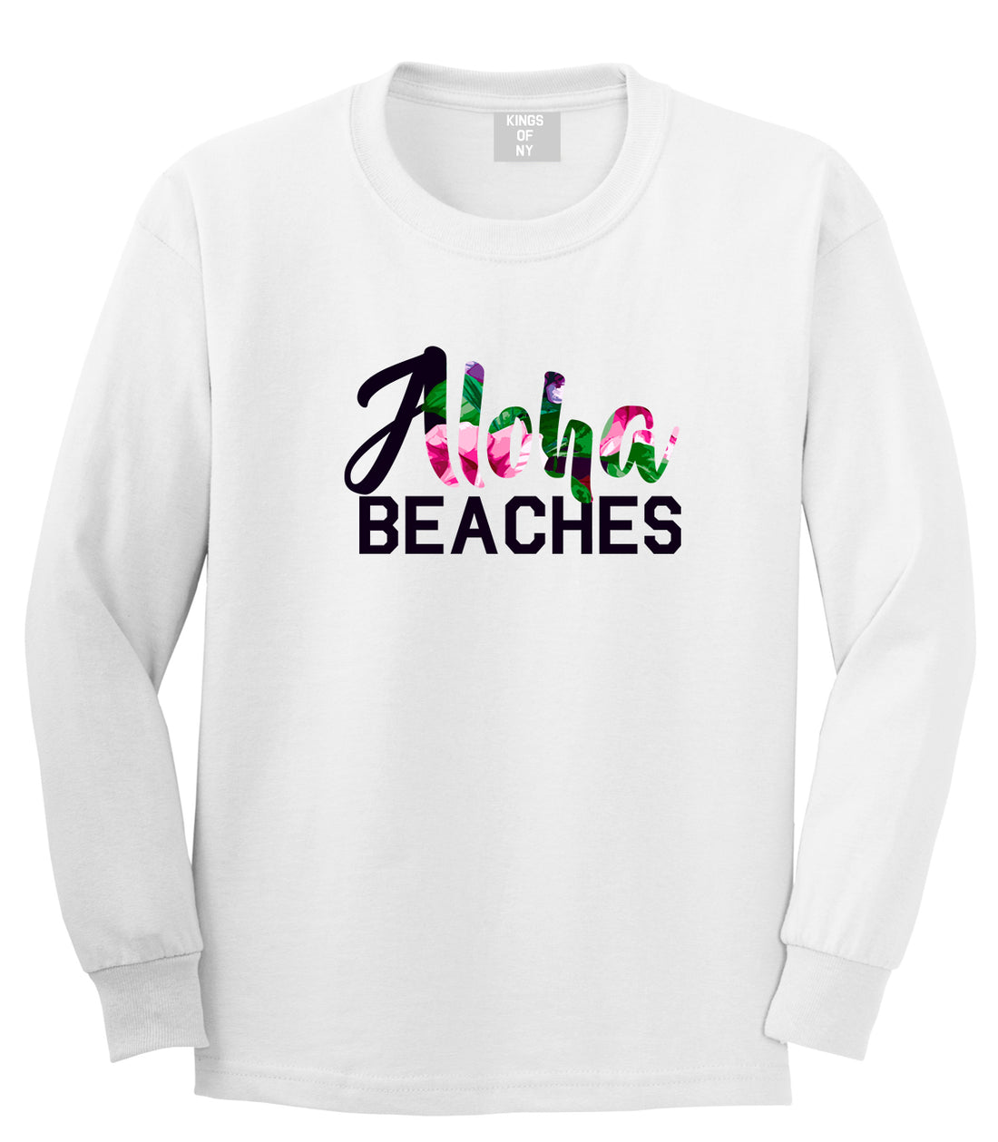 Aloha Beaches White Long Sleeve T-Shirt by Kings Of NY