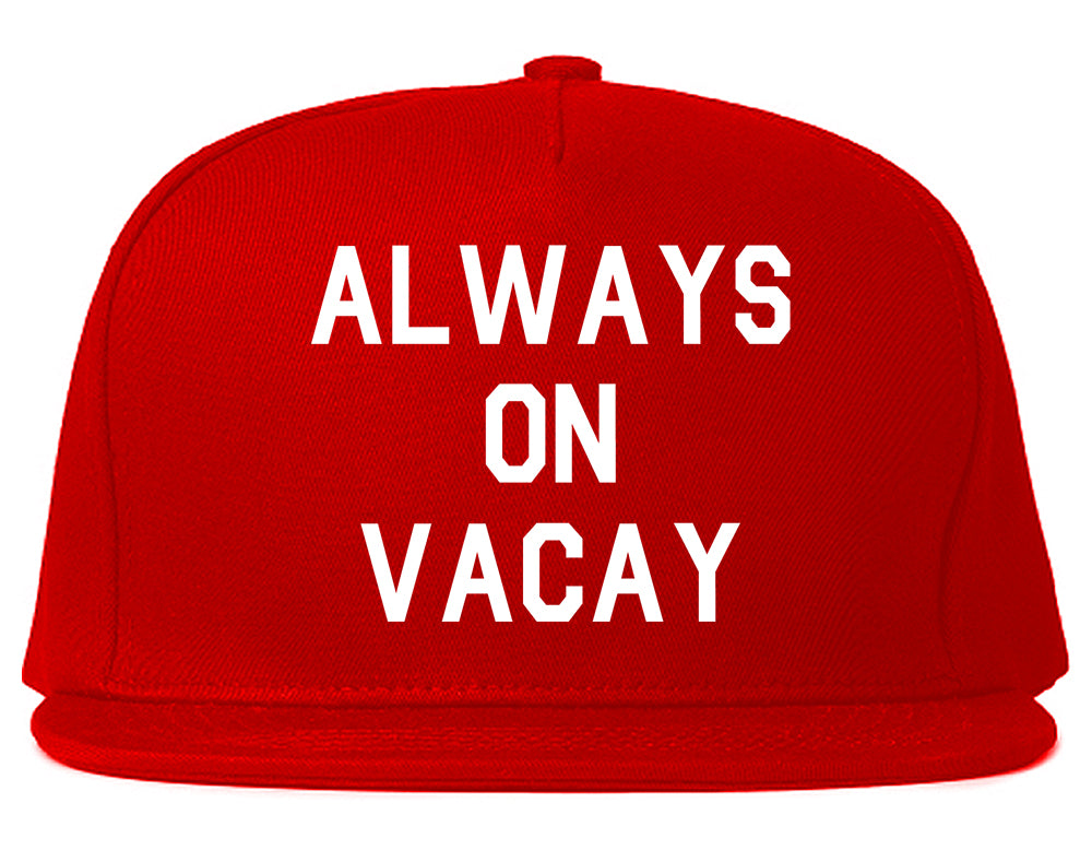 Always_On_Vacay Mens Red Snapback Hat by Kings Of NY