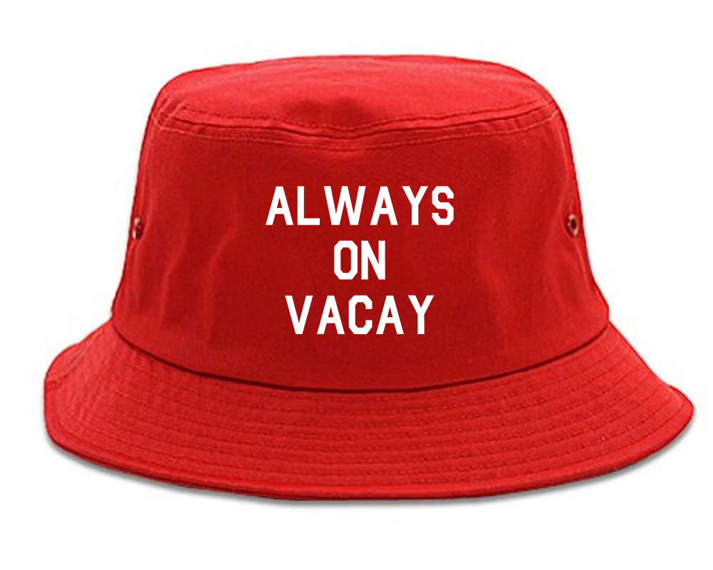 Always_On_Vacay Mens Red Bucket Hat by Kings Of NY