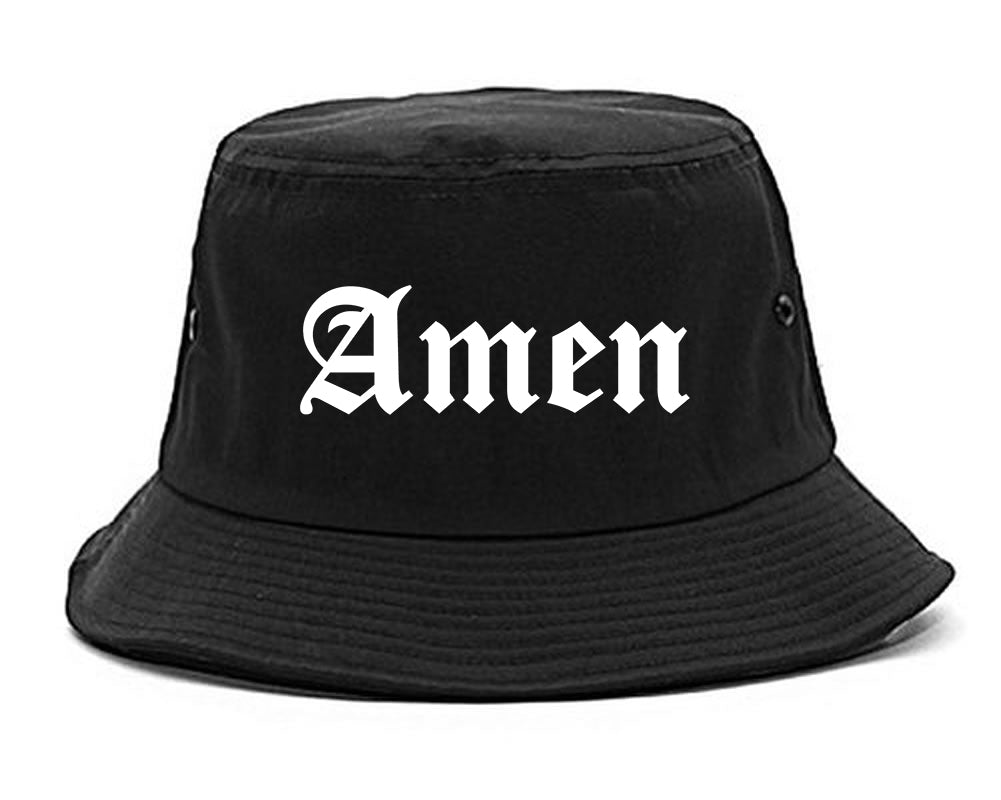 Amen Old English Prayer Mens Bucket Hat Black