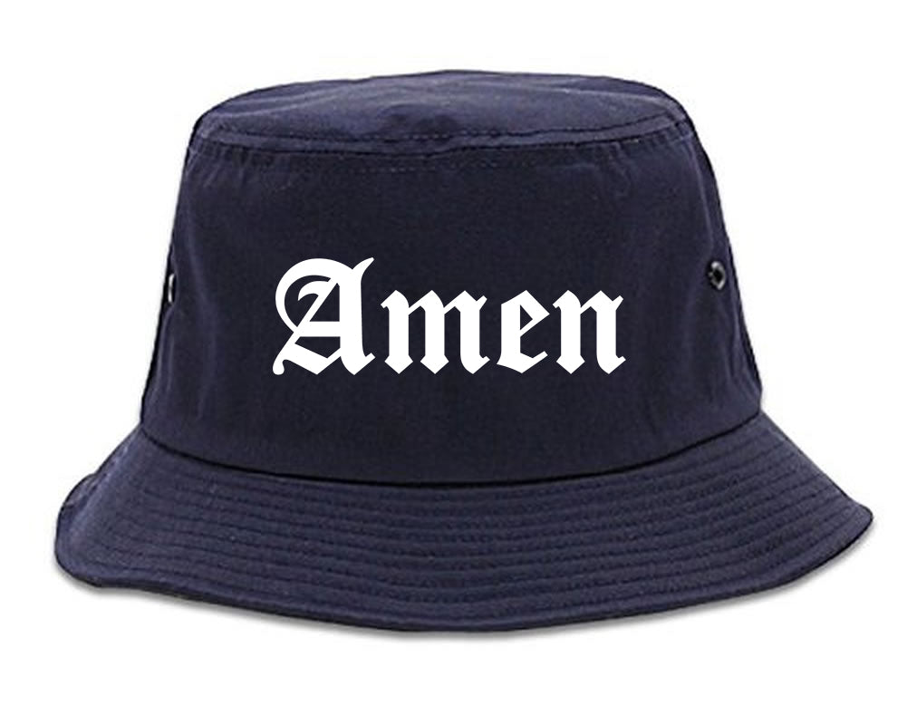 Amen Old English Prayer Mens Bucket Hat Navy Blue