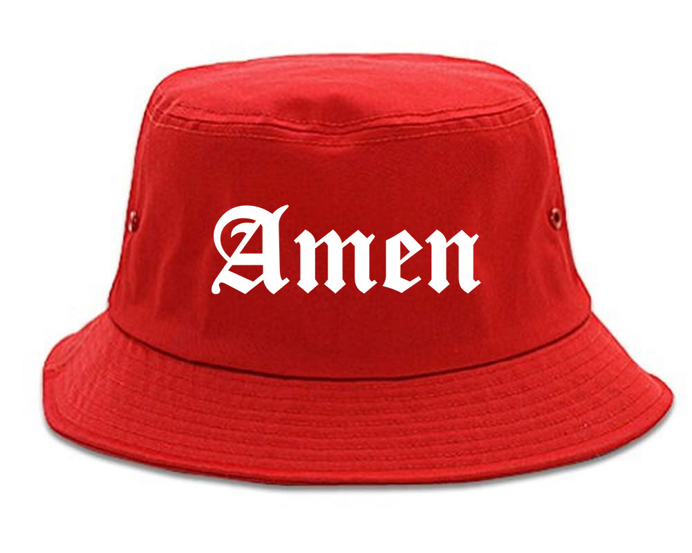 Amen Old English Prayer Mens Bucket Hat Red