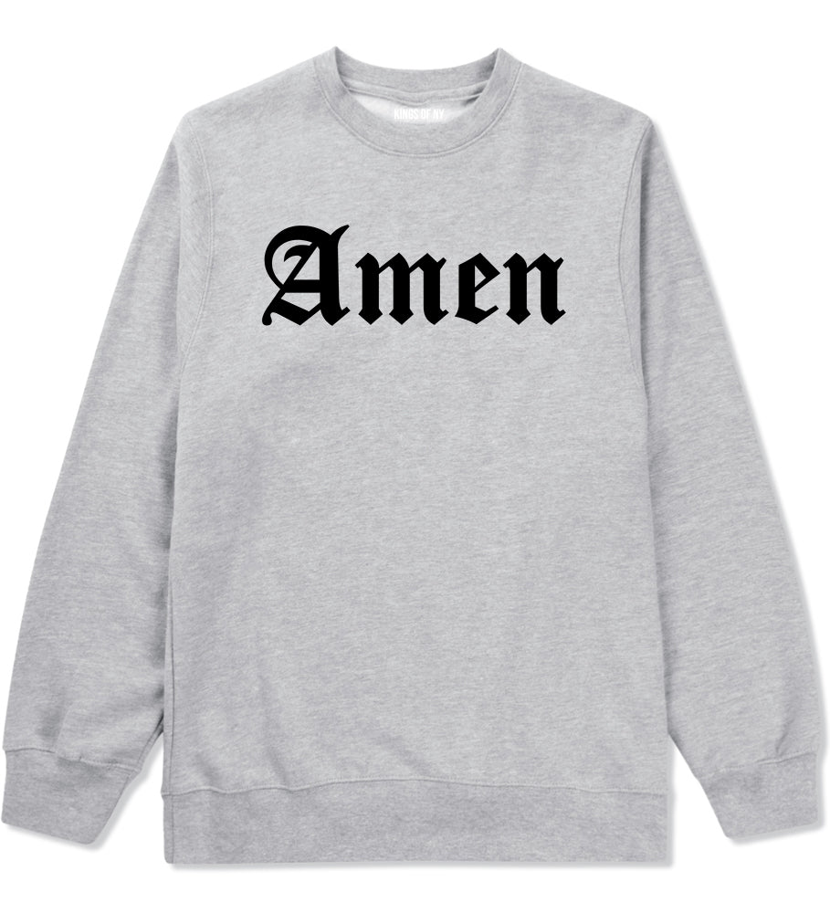 Amen Old English Prayer Mens Crewneck Sweatshirt Grey