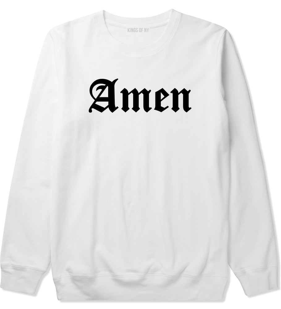 Amen Old English Prayer Mens Crewneck Sweatshirt White