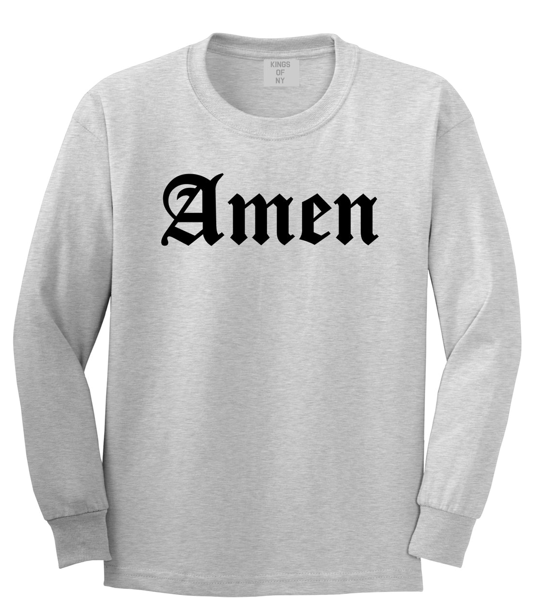 Amen Old English Prayer Mens Long Sleeve T-Shirt Grey