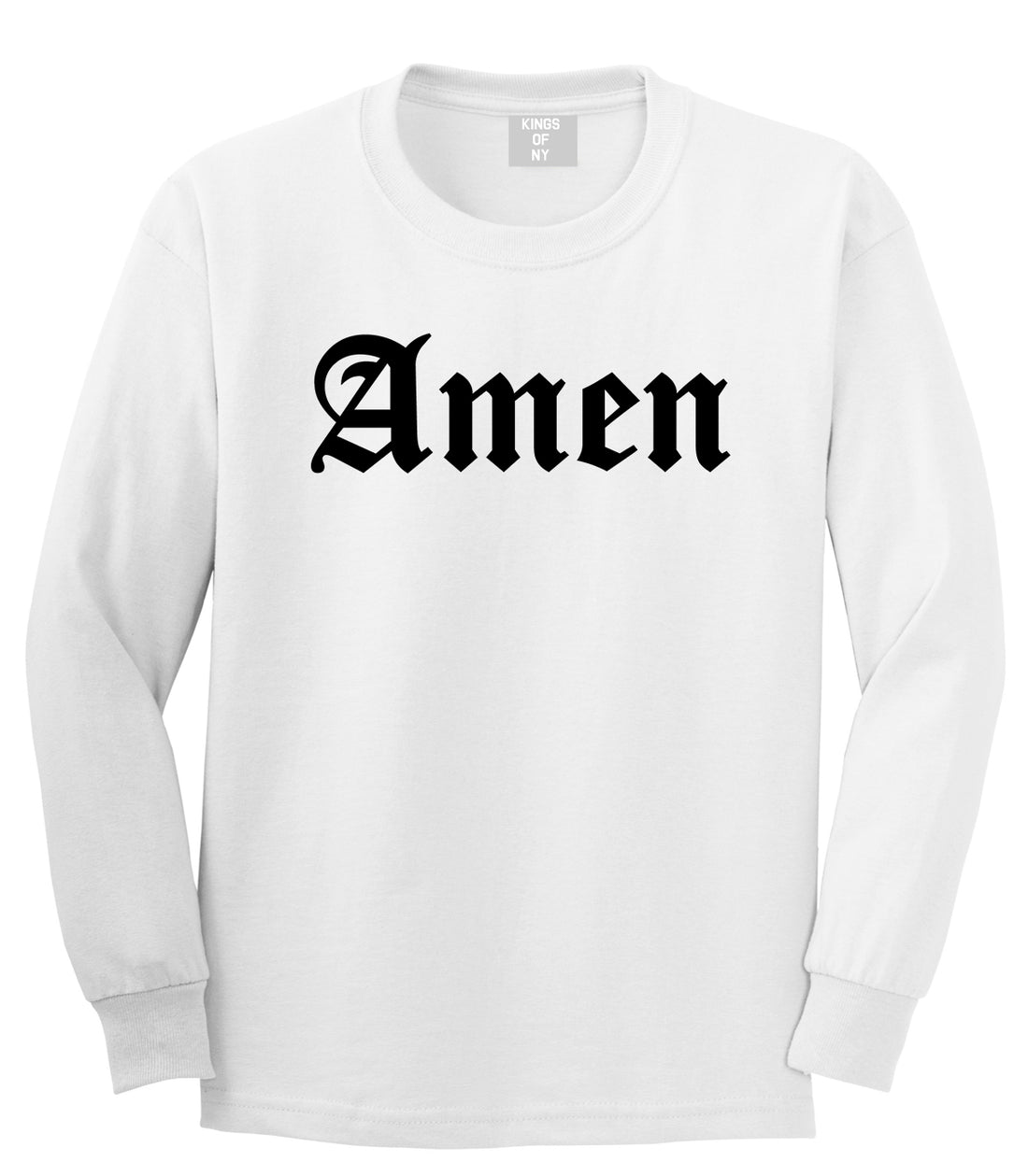 Amen Old English Prayer Mens Long Sleeve T-Shirt White