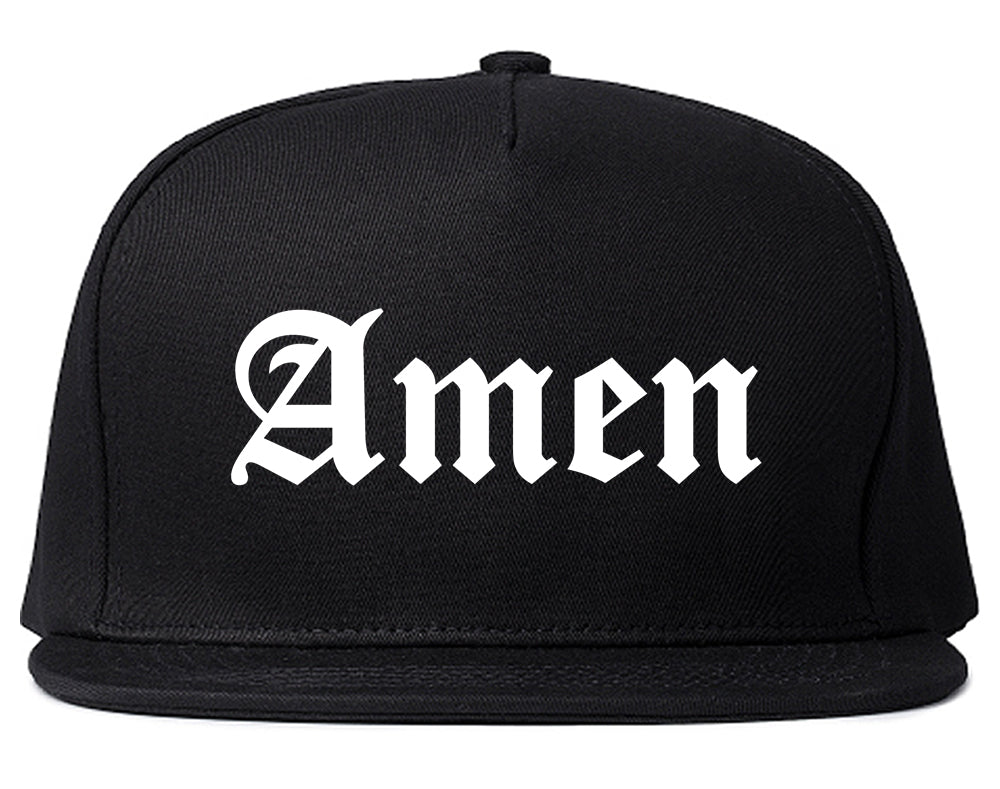 Amen Old English Prayer Mens Snapback Hat Black