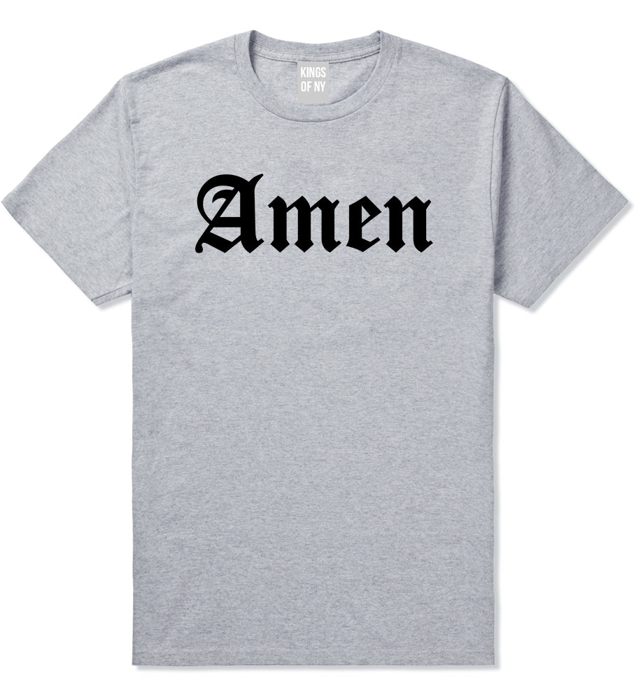 Amen Old English Prayer Mens T-Shirt Grey