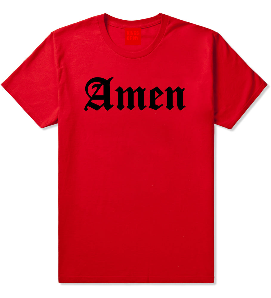 Amen Old English Prayer Mens T-Shirt Red