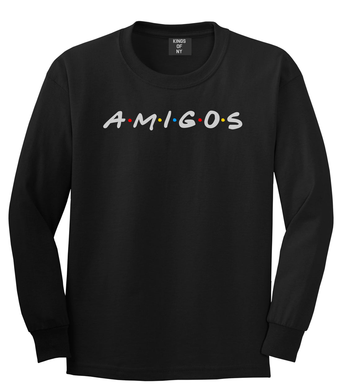 Amigos Funny Friends Spanish Mens Long Sleeve T-Shirt Black