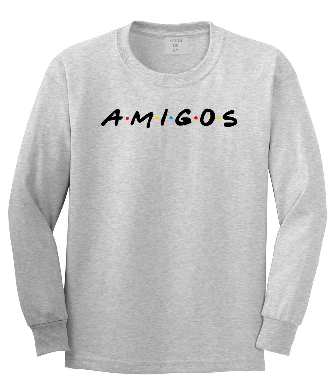 Amigos Funny Friends Spanish Mens Long Sleeve T-Shirt Grey