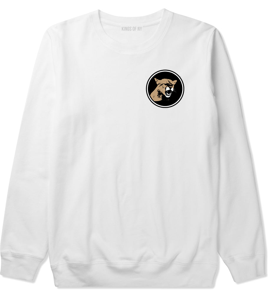 Angry Cougar Chest White Crewneck Sweatshirt by Kings Of NY