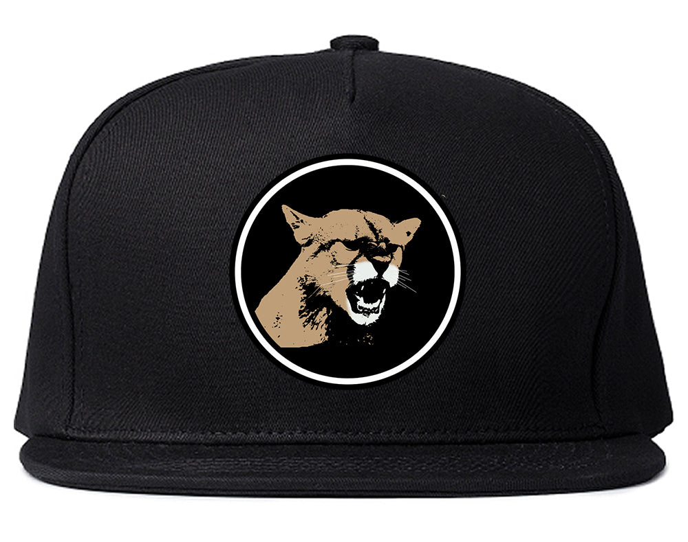 Angry Cougar Chest Snapback Hat Black